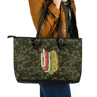Hawaii Lei Kamehameha Leather Tote Bag Melemele Seamless Pattern Hibiscus Flower