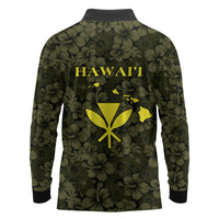 Hawaii Lei Kamehameha Long Sleeve Polo Shirt Melemele Seamless Pattern Hibiscus Flower