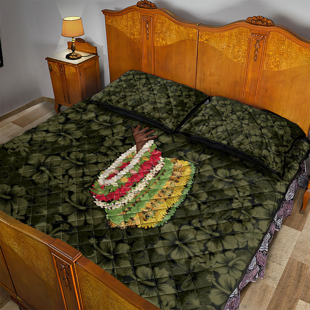 Hawaii Lei Kamehameha Quilt Bed Set Melemele Seamless Pattern Hibiscus Flower