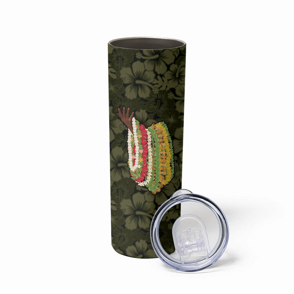 Hawaii Lei Kamehameha Skinny Tumbler Melemele Seamless Pattern Hibiscus Flower