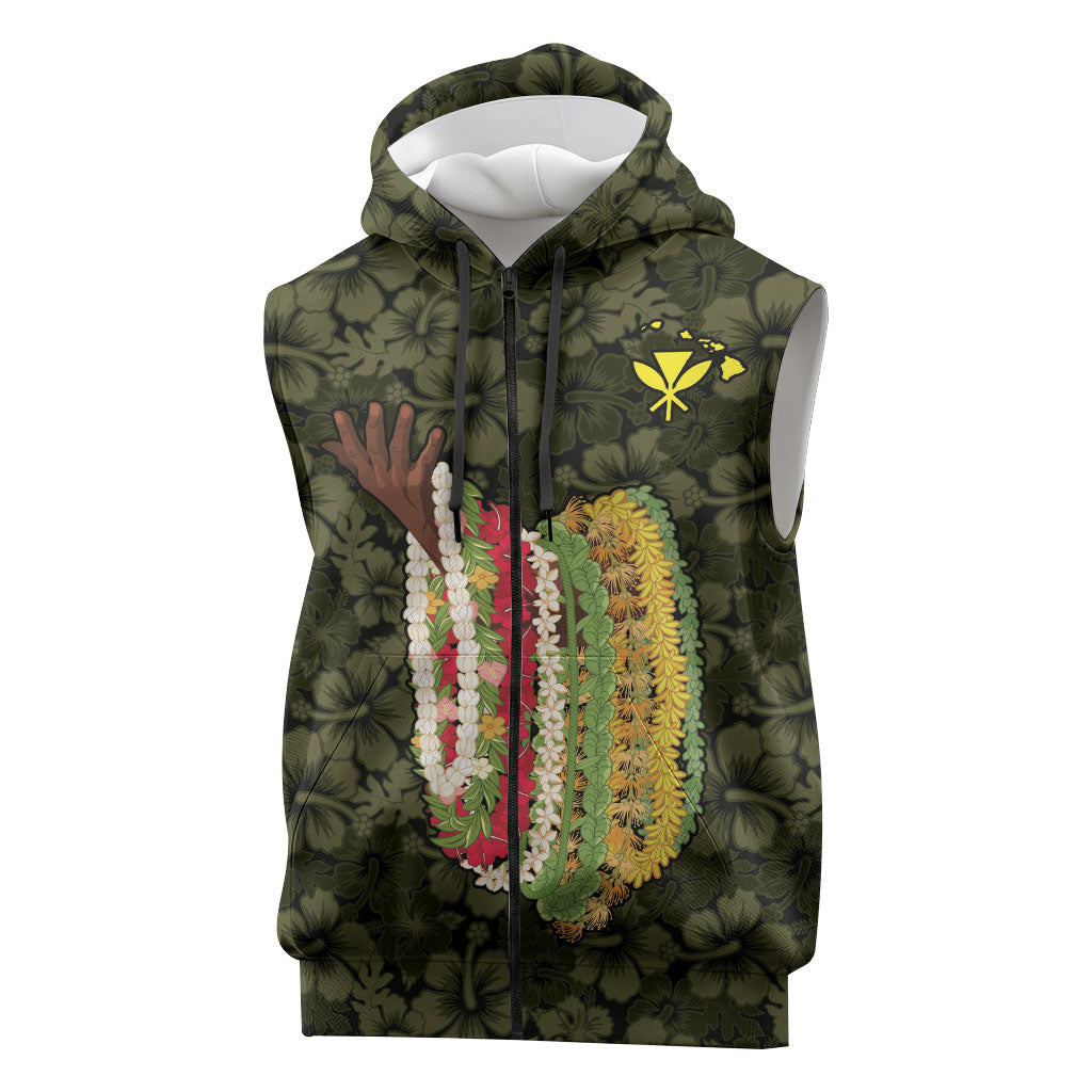 Hawaii Lei Kamehameha Sleeveless Zip Hoodie Melemele Seamless Pattern Hibiscus Flower LT9 Yellow - Polynesian Pride