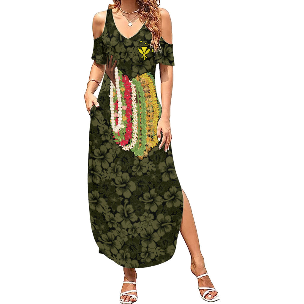Hawaii Lei Kamehameha Summer Maxi Dress Melemele Seamless Pattern Hibiscus Flower LT9 Women Yellow - Polynesian Pride