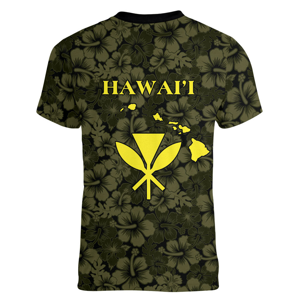 Hawaii Lei Kamehameha Women V-Neck T-Shirt Melemele Seamless Pattern Hibiscus Flower