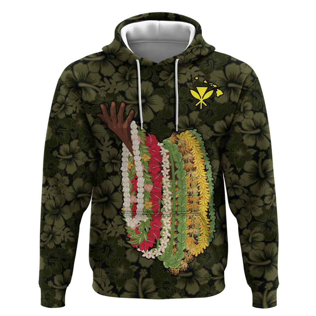 Hawaii Lei Kamehameha Zip Hoodie Melemele Seamless Pattern Hibiscus Flower