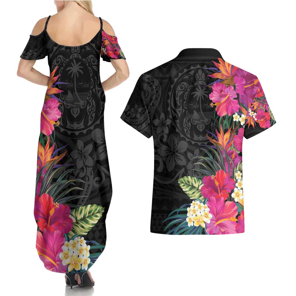 Hafa Adai Guam Couples Matching Summer Maxi Dress and Hawaiian Shirt Tropical Flowers Colorful Vibes LT9 - Polynesian Pride
