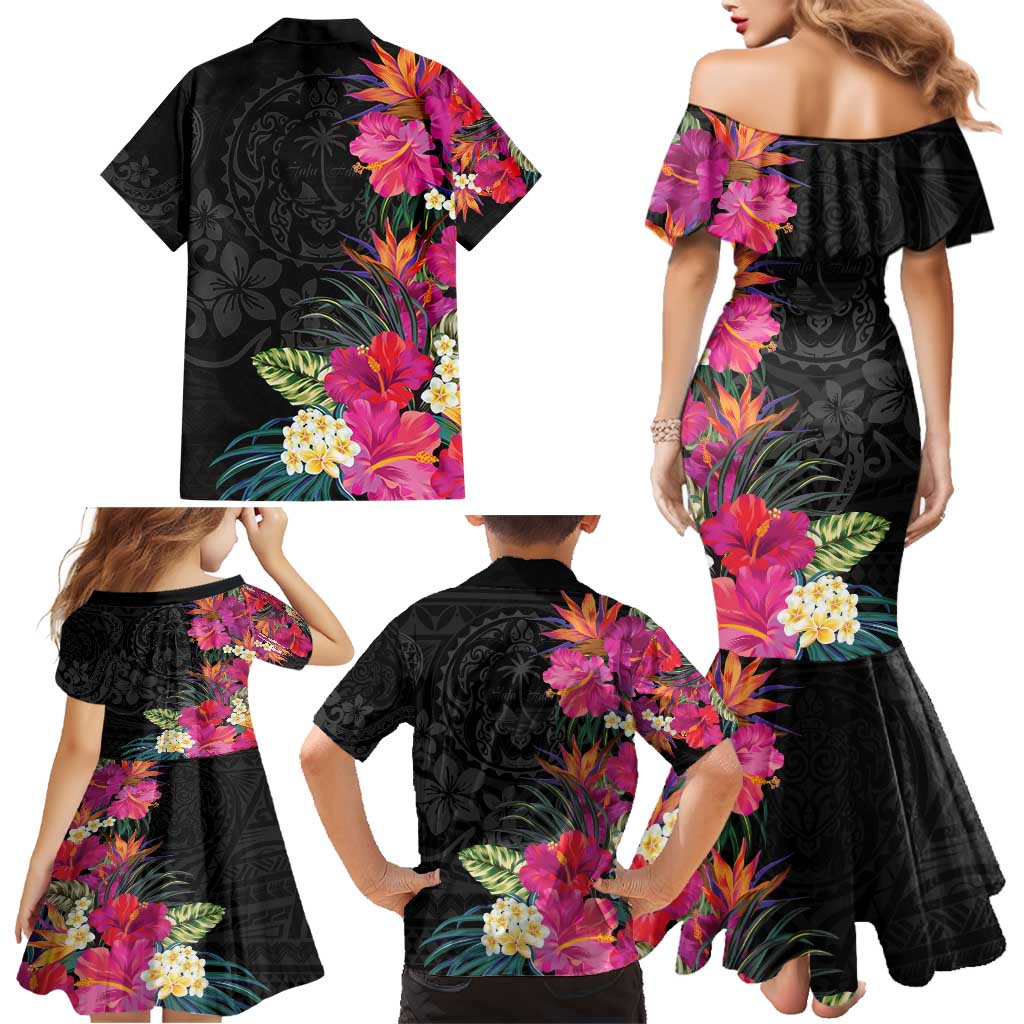 Hafa Adai Guam Family Matching Mermaid Dress and Hawaiian Shirt Tropical Flowers Colorful Vibes