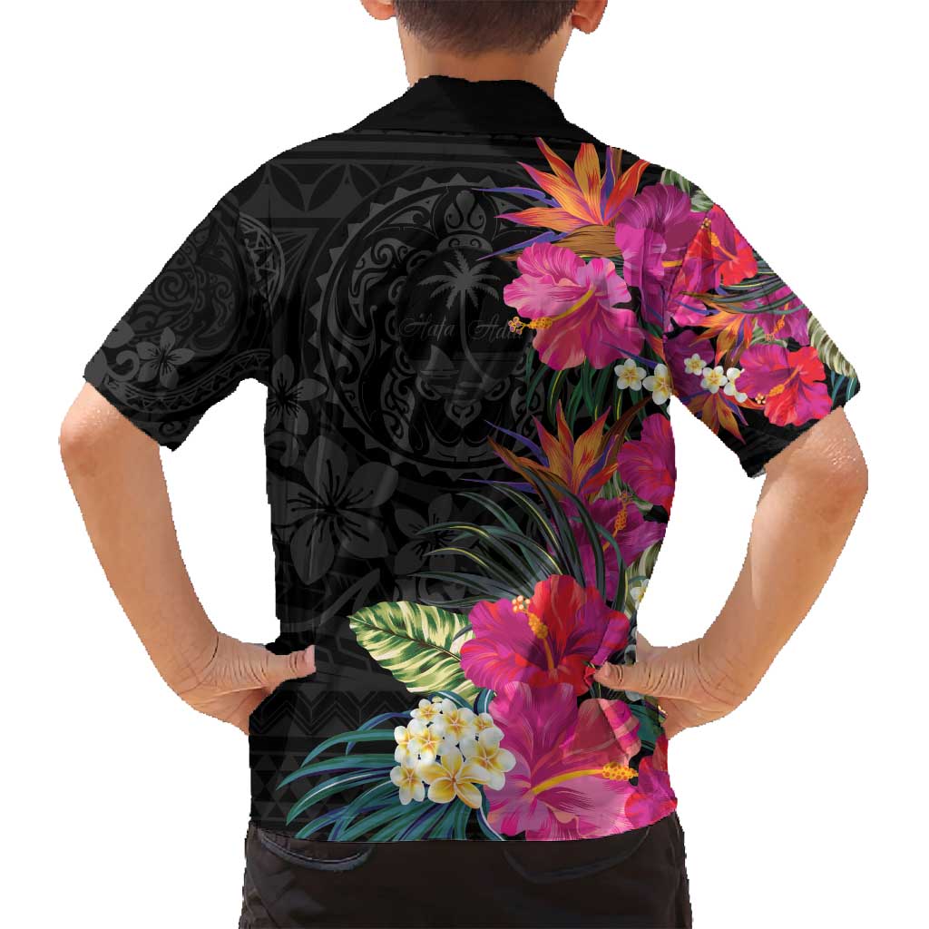 Hafa Adai Guam Family Matching Off Shoulder Maxi Dress and Hawaiian Shirt Tropical Flowers Colorful Vibes