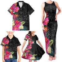 Hafa Adai Guam Family Matching Tank Maxi Dress and Hawaiian Shirt Tropical Flowers Colorful Vibes