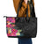 Hafa Adai Guam Leather Tote Bag Tropical Flowers Colorful Vibes