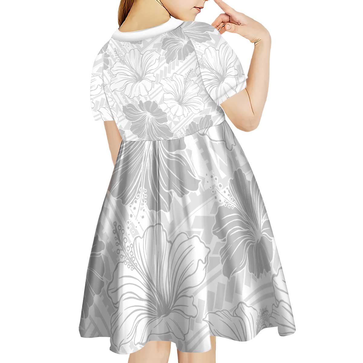 Samoa Lotu Tamaiti Kid Short Sleeve Dress White Sun Day Beauty Hibiscus Ver01