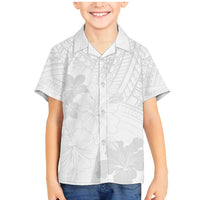 Samoa Lotu Tamaiti Family Matching Mermaid Dress and Hawaiian Shirt White Sun Day Beauty Hibiscus Ver02