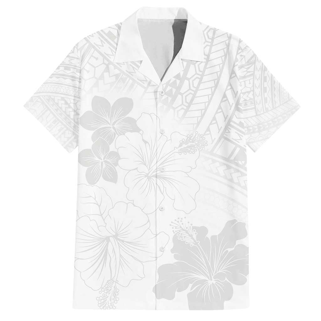 Samoa Lotu Tamaiti Family Matching Off Shoulder Maxi Dress and Hawaiian Shirt White Sun Day Beauty Hibiscus Ver02
