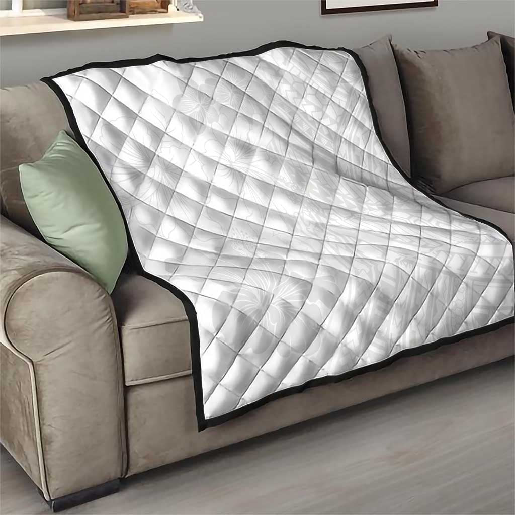 Samoa Lotu Tamaiti Quilt White Sun Day Beauty Hibiscus Ver02