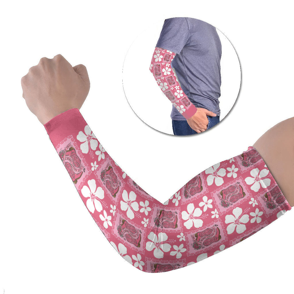 Give Cancer The Boot Pink Cowgirl Arm Sleeves Western Aloha Hibiscus Paniolo Heritage Floral LT9 Set of 2 Pink - Polynesian Pride