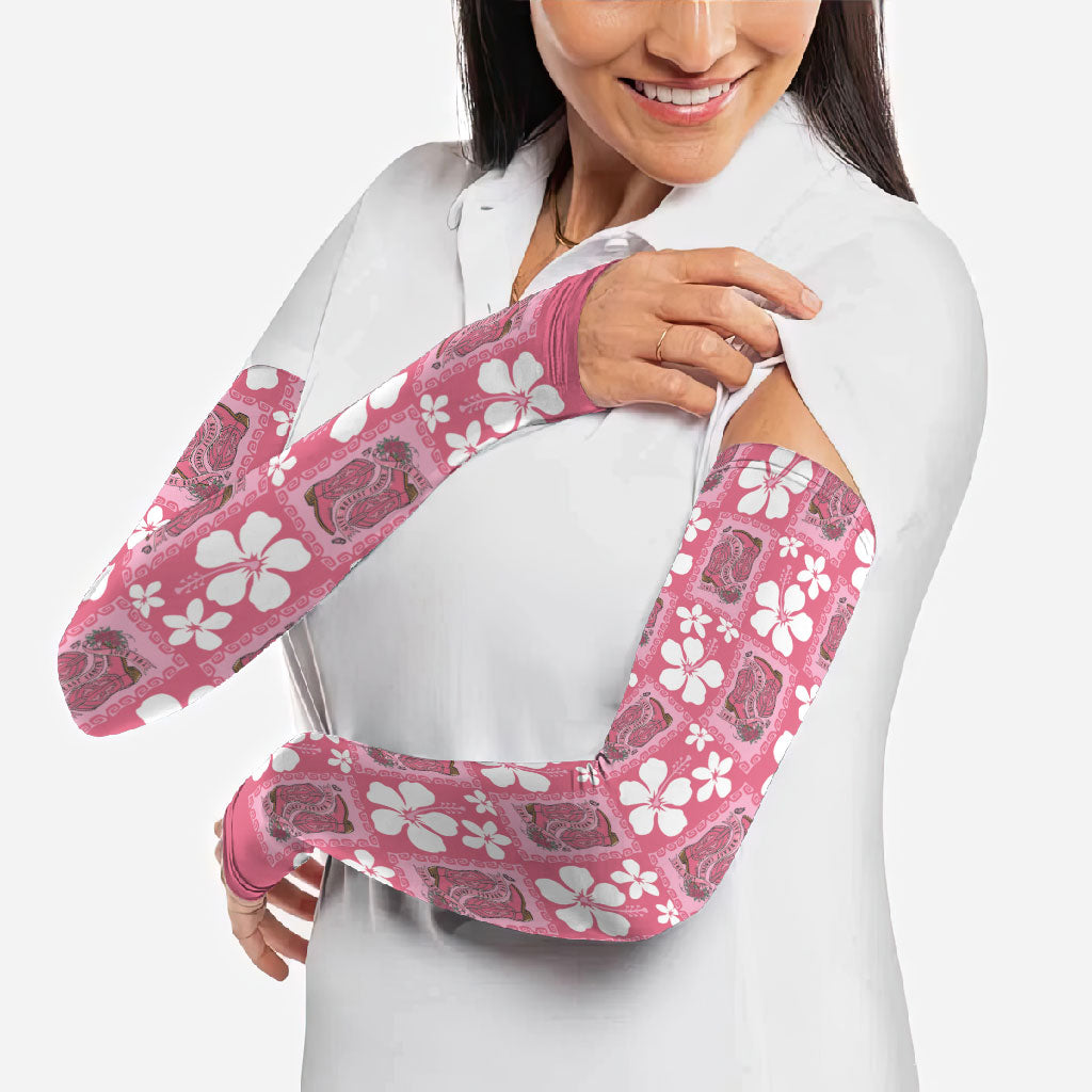 Give Cancer The Boot Pink Cowgirl Arm Sleeves Western Aloha Hibiscus Paniolo Heritage Floral LT9 - Polynesian Pride
