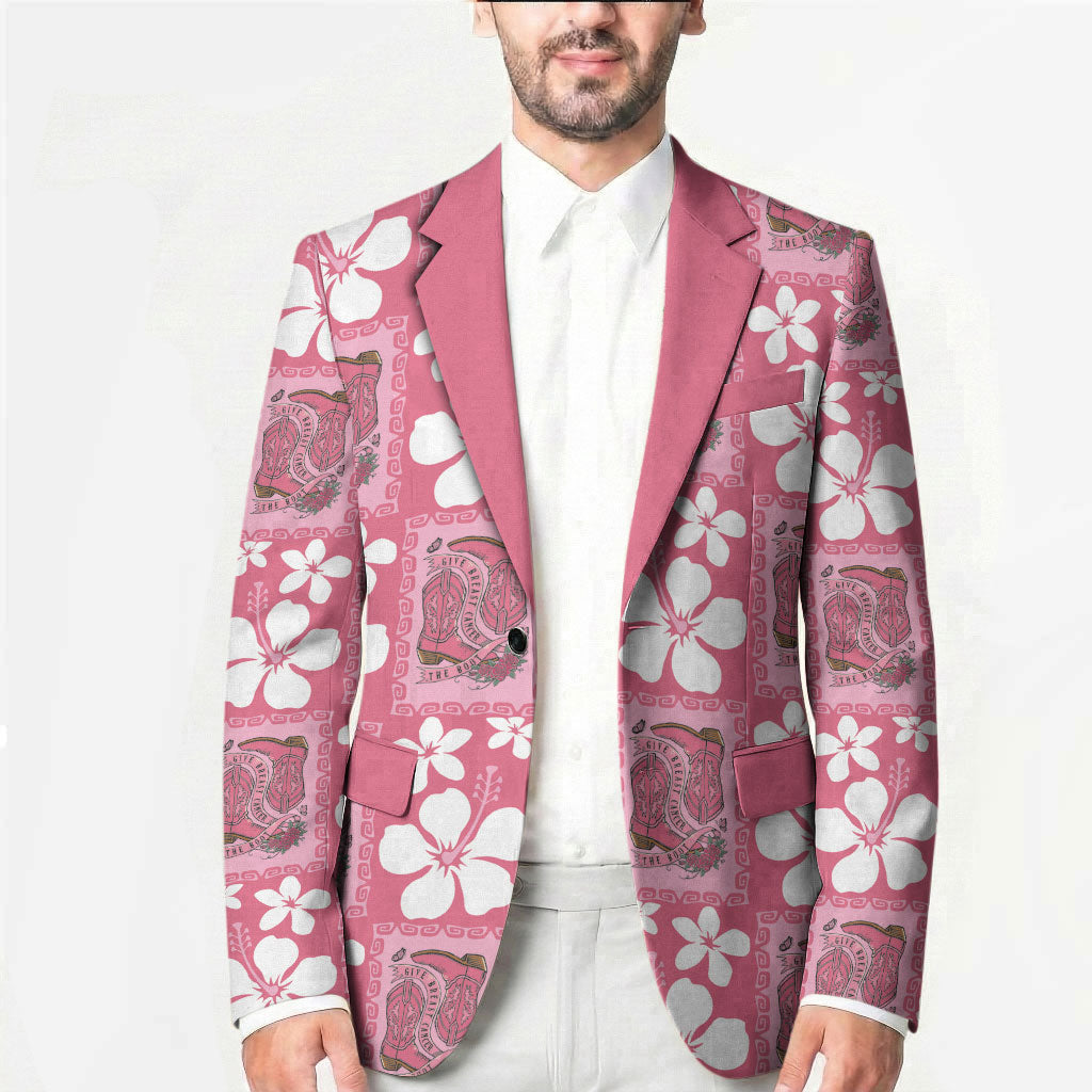 Give Cancer The Boot Pink Cowgirl Blazer Western Aloha Hibiscus Paniolo Heritage Floral LT9 - Polynesian Pride