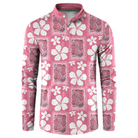 Give Cancer The Boot Pink Cowgirl Button Sweatshirt Western Aloha Hibiscus Paniolo Heritage Floral LT9 Pink - Polynesian Pride