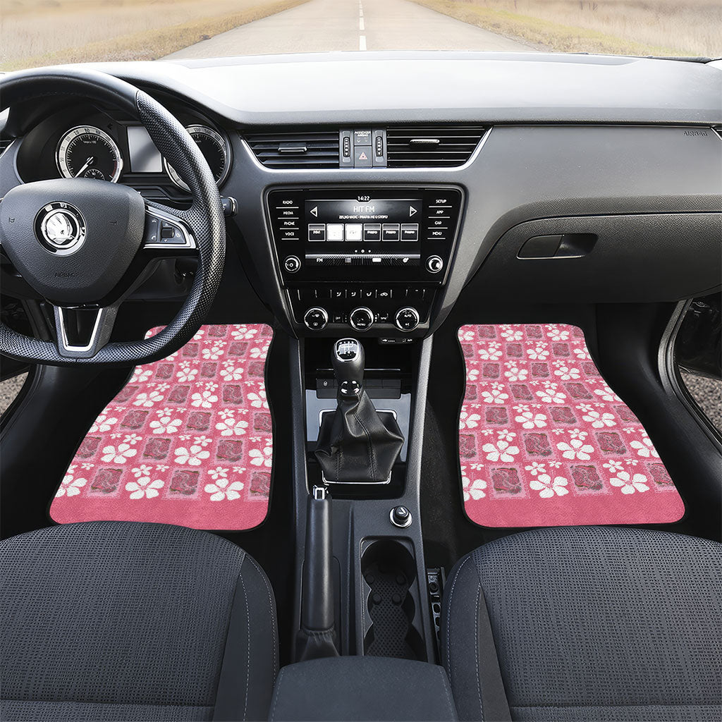 Give Cancer The Boot Pink Cowgirl Car Mats Western Aloha Hibiscus Paniolo Heritage Floral LT9 Set 2pcs - Front Pink - Polynesian Pride
