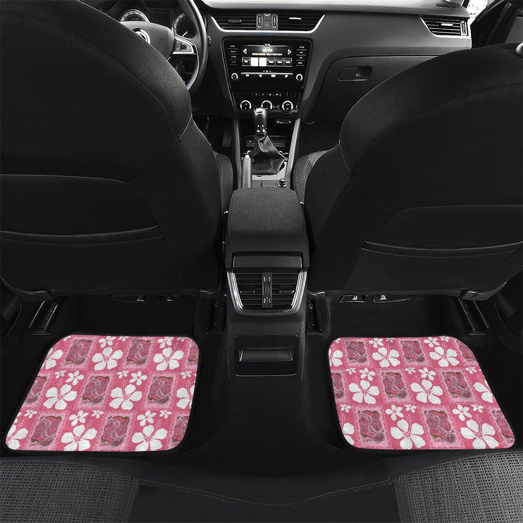 Give Cancer The Boot Pink Cowgirl Car Mats Western Aloha Hibiscus Paniolo Heritage Floral LT9 Set 2pcs - Back Pink - Polynesian Pride