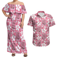 Give Cancer The Boot Pink Cowgirl Couples Matching Off Shoulder Maxi Dress and Hawaiian Shirt Western Aloha Hibiscus Paniolo Heritage Floral LT9 Pink - Polynesian Pride