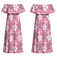 Give Cancer The Boot Pink Cowgirl Couples Matching Off Shoulder Maxi Dress and Hawaiian Shirt Western Aloha Hibiscus Paniolo Heritage Floral LT9 - Polynesian Pride
