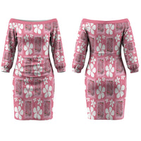 Give Cancer The Boot Pink Cowgirl Couples Matching Off The Shoulder Long Sleeve Dress and Long Sleeve Button Shirt Western Aloha Hibiscus Paniolo Heritage Floral LT9 - Polynesian Pride