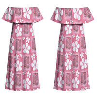 Give Cancer The Boot Pink Cowgirl Family Matching Off Shoulder Maxi Dress and Hawaiian Shirt Western Aloha Hibiscus Paniolo Heritage Floral LT9 Mom's Dress Pink - Polynesian Pride