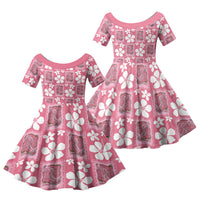 Give Cancer The Boot Pink Cowgirl Family Matching Off Shoulder Maxi Dress and Hawaiian Shirt Western Aloha Hibiscus Paniolo Heritage Floral LT9 Daughter's Dress Pink - Polynesian Pride