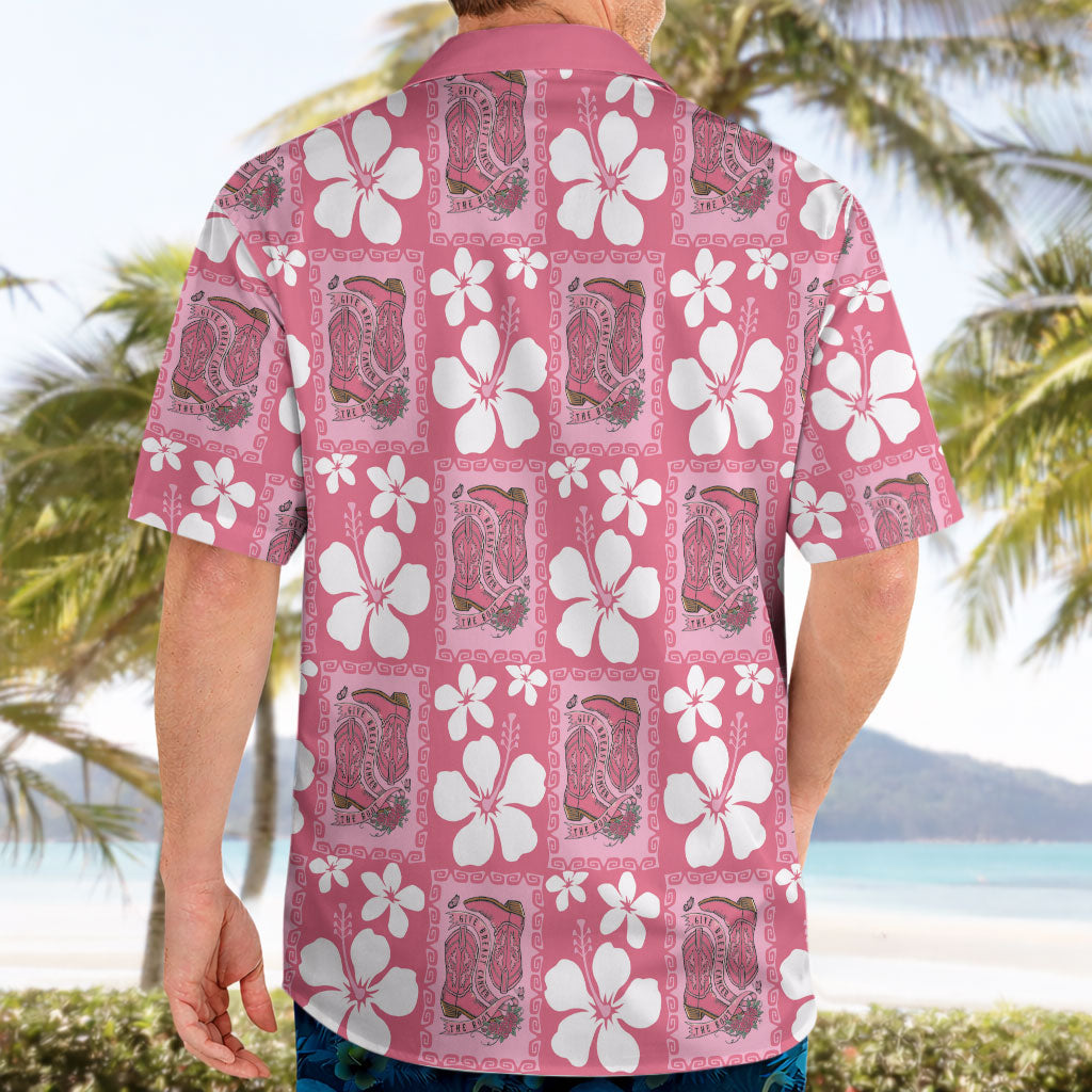Give Cancer The Boot Pink Cowgirl Hawaiian Shirt Western Aloha Hibiscus Paniolo Heritage Floral LT9 - Polynesian Pride