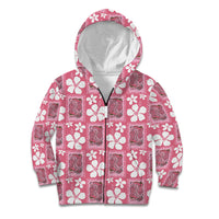 Give Cancer The Boot Pink Cowgirl Kid Hoodie Western Aloha Hibiscus Paniolo Heritage Floral LT9 Zip Hoodie Pink - Polynesian Pride