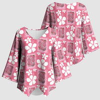 Give Cancer The Boot Pink Cowgirl Kimono Sleeve Blouse Western Aloha Hibiscus Paniolo Heritage Floral LT9 - Polynesian Pride