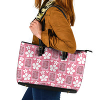 Give Cancer The Boot Pink Cowgirl Leather Tote Bag Western Aloha Hibiscus Paniolo Heritage Floral LT9 Pink - Polynesian Pride
