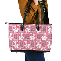 Give Cancer The Boot Pink Cowgirl Leather Tote Bag Western Aloha Hibiscus Paniolo Heritage Floral LT9 - Polynesian Pride