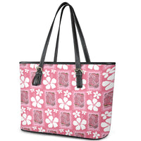 Give Cancer The Boot Pink Cowgirl Leather Tote Bag Western Aloha Hibiscus Paniolo Heritage Floral LT9 - Polynesian Pride