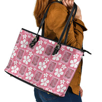 Give Cancer The Boot Pink Cowgirl Leather Tote Bag Western Aloha Hibiscus Paniolo Heritage Floral LT9 - Polynesian Pride