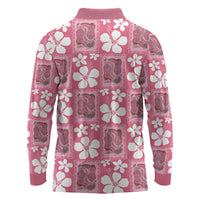 Give Cancer The Boot Pink Cowgirl Long Sleeve Polo Shirt Western Aloha Hibiscus Paniolo Heritage Floral LT9 - Polynesian Pride