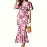 Give Cancer The Boot Pink Cowgirl Mermaid Dress Western Aloha Hibiscus Paniolo Heritage Floral LT9 Women Pink - Polynesian Pride