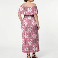 Give Cancer The Boot Pink Cowgirl Off Shoulder Maxi Dress Western Aloha Hibiscus Paniolo Heritage Floral LT9 - Polynesian Pride