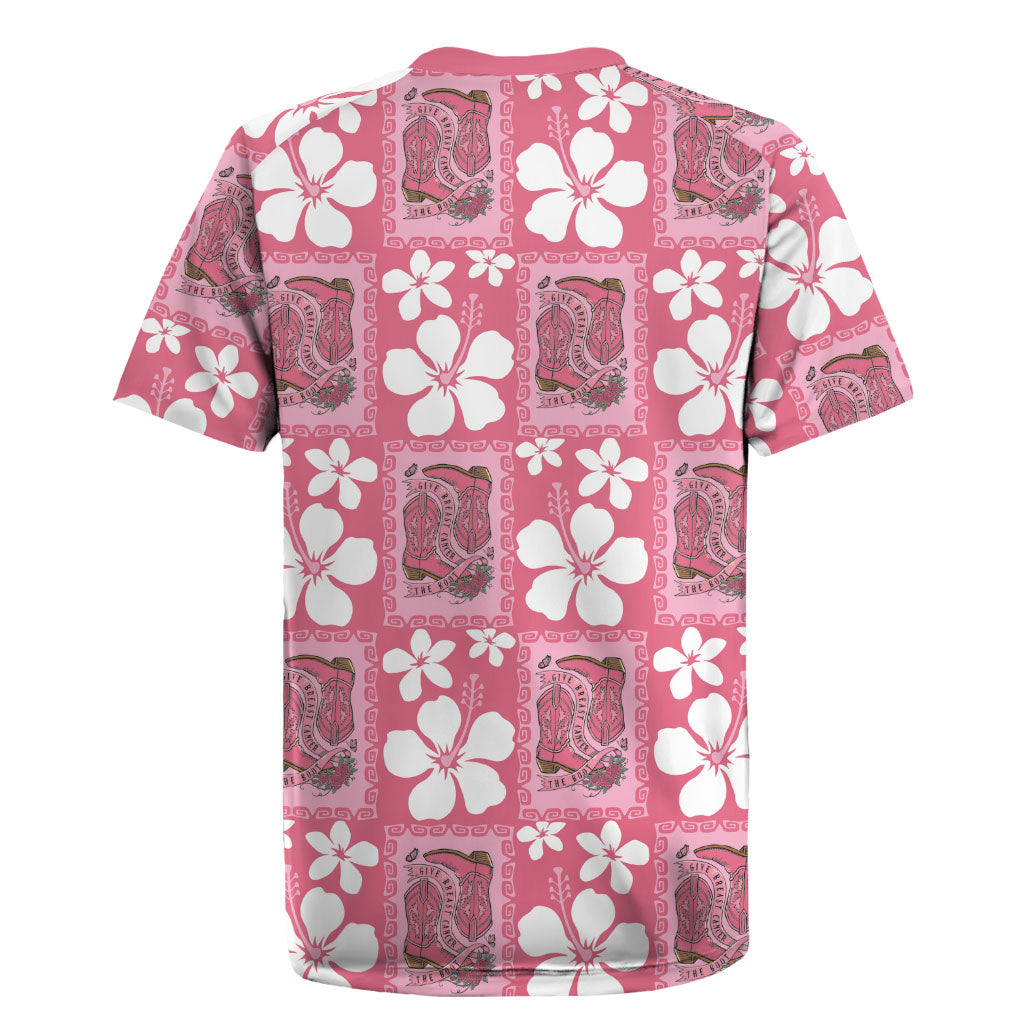 Give Cancer The Boot Pink Cowgirl Rugby Jersey Western Aloha Hibiscus Paniolo Heritage Floral LT9 - Polynesian Pride
