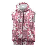 Give Cancer The Boot Pink Cowgirl Sleeveless Zip Hoodie Western Aloha Hibiscus Paniolo Heritage Floral LT9 Pink - Polynesian Pride