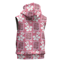Give Cancer The Boot Pink Cowgirl Sleeveless Zip Hoodie Western Aloha Hibiscus Paniolo Heritage Floral LT9 - Polynesian Pride