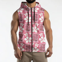 Give Cancer The Boot Pink Cowgirl Sleeveless Zip Hoodie Western Aloha Hibiscus Paniolo Heritage Floral LT9 - Polynesian Pride