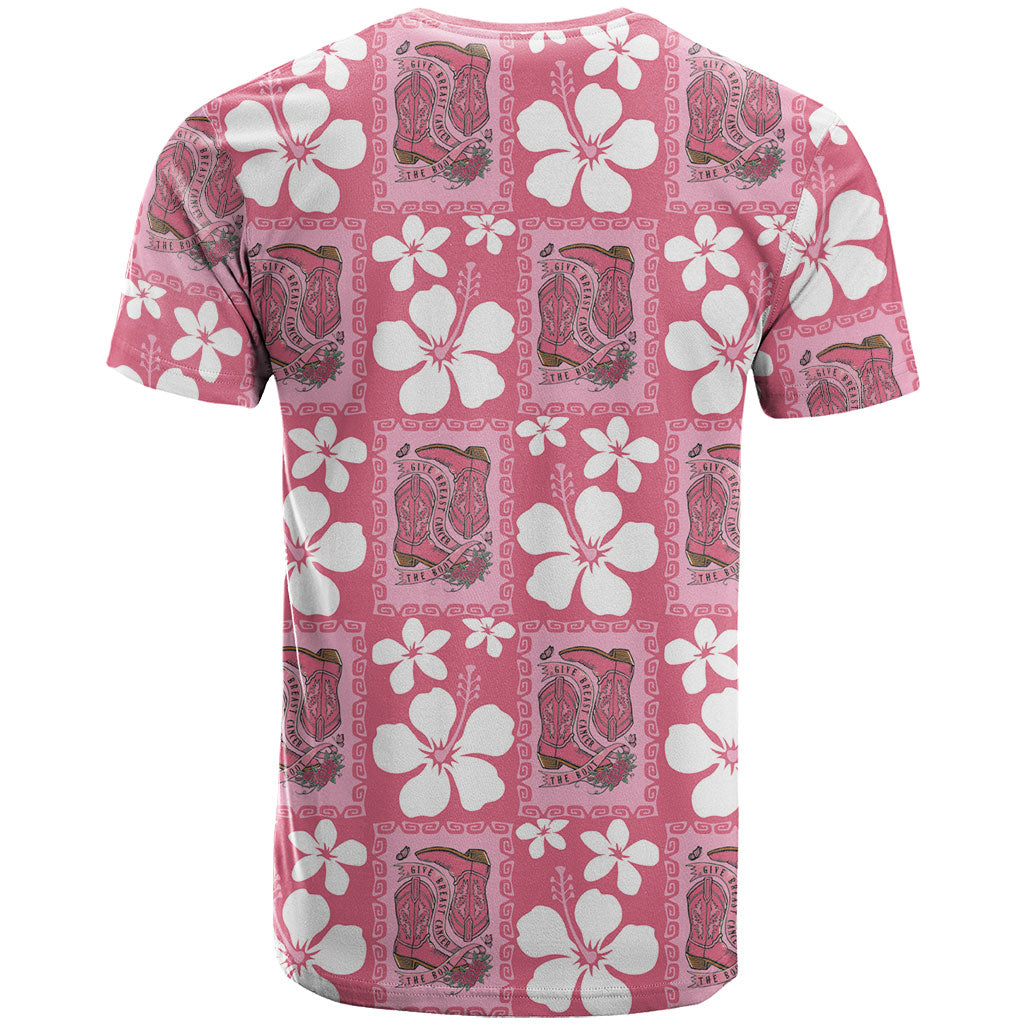 Give Cancer The Boot Pink Cowgirl T Shirt Western Aloha Hibiscus Paniolo Heritage Floral LT9 - Polynesian Pride
