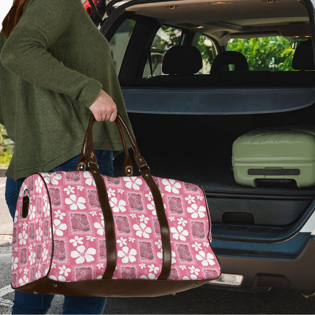 Give Cancer The Boot Pink Cowgirl Travel Bag Western Aloha Hibiscus Paniolo Heritage Floral LT9 - Polynesian Pride