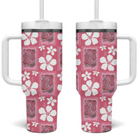 Give Cancer The Boot Pink Cowgirl Tumbler With Handle Western Aloha Hibiscus Paniolo Heritage Floral LT9 One Size: 40 oz Pink - Polynesian Pride