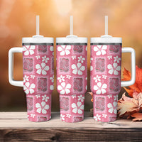 Give Cancer The Boot Pink Cowgirl Tumbler With Handle Western Aloha Hibiscus Paniolo Heritage Floral LT9 - Polynesian Pride