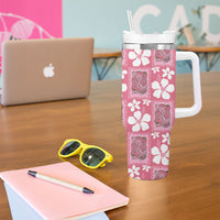 Give Cancer The Boot Pink Cowgirl Tumbler With Handle Western Aloha Hibiscus Paniolo Heritage Floral LT9 - Polynesian Pride