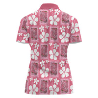 Give Cancer The Boot Pink Cowgirl Women Polo Shirt Western Aloha Hibiscus Paniolo Heritage Floral LT9 - Polynesian Pride