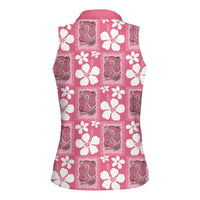 Give Cancer The Boot Pink Cowgirl Women Sleeveless Polo Shirt Western Aloha Hibiscus Paniolo Heritage Floral LT9 - Polynesian Pride
