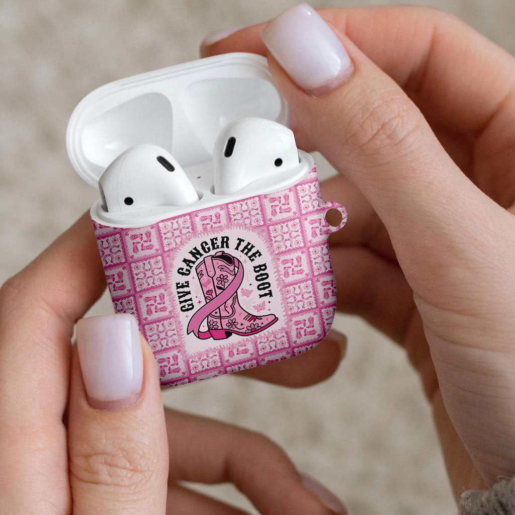 Give Cancer The Boot Pink Cowgirl AirPods Case Hawaiian Paniolo Mixed Quilt Pattern Style LT9 - Polynesian Pride